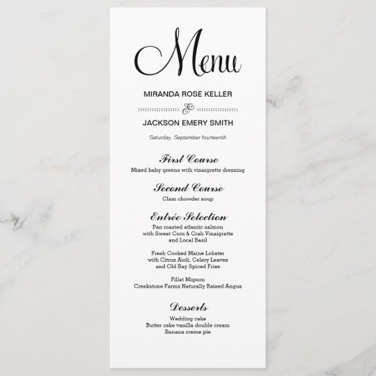 Simple Wedding Menu / Elegant Wedding Menu | Zazzle.com