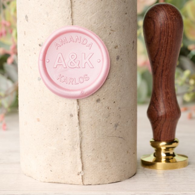 Simple wedding monogram and names Wax Se Wax Seal Stamp (Insitu (Parchment))