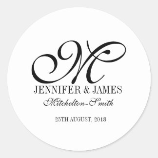 Simple wedding monogram any color sticker favors