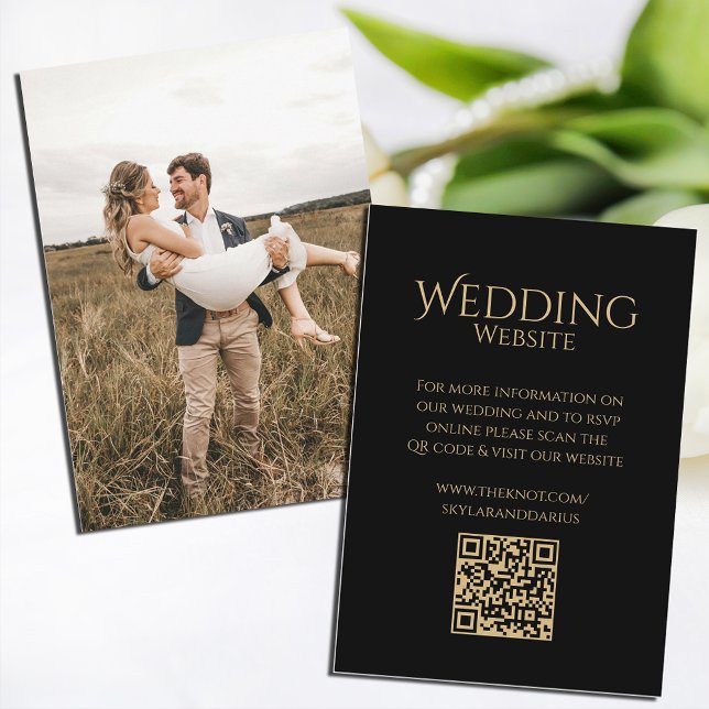 Simple Wedding Monogram Classic Minimal QR Code Enclosure Card (Creator Uploaded)