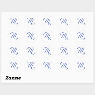 Simple Wedding Monogram Classic Round Sticker