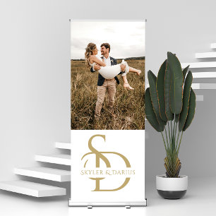 Simple Wedding Monogram Personalized Photo Retractable Banner