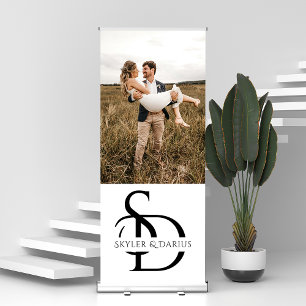 Simple Wedding Monogram Personalized Photo Retractable Banner