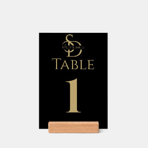 Simple Wedding Monogram Personalized Table Number Holder