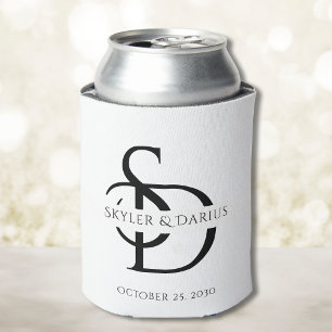 Simple Wedding Monogram Personalized With Name Can Cooler