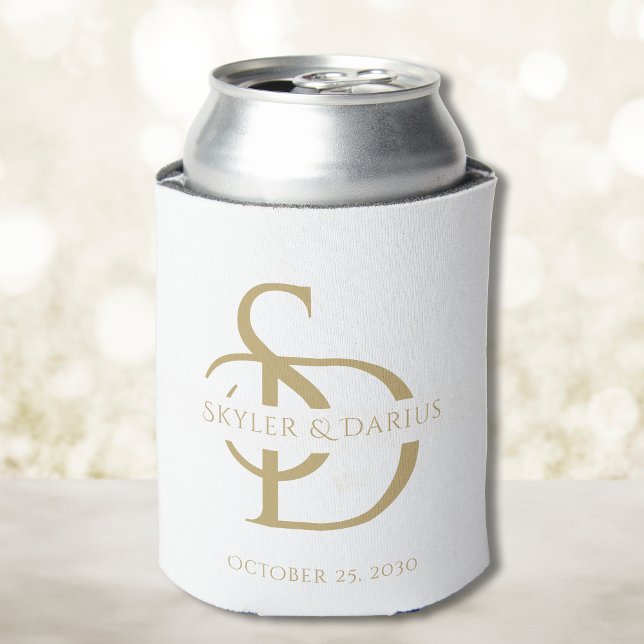 Simple Wedding Monogram Personalized With Name Can Cooler (Creator Uploaded)