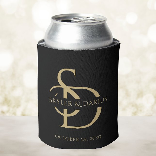 Simple Wedding Monogram Personalized With Name Can Cooler (Creator Uploaded)