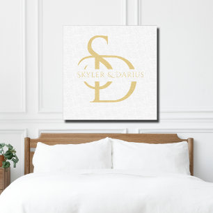 Simple Wedding Monogram Personalized With Name Canvas Print