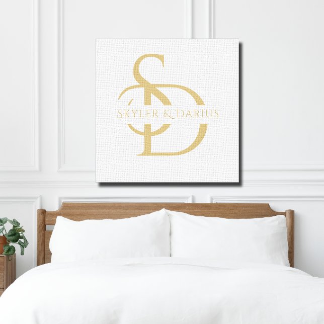 Simple Wedding Monogram Personalized With Name Canvas Print (Creator Uploaded)