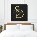 Simple Wedding Monogram Personalized With Name Canvas Print<br><div class="desc">Create a lasting memory of love with our Black And Gold Simple Wedding Monogram Personalized With Name Canvas Print. This beautifully designed wall art features a custom monogram with initials and name, making it a perfect personalized gift for couples celebrating their wedding, engagement, or even their first Christmas together. Whether...</div>