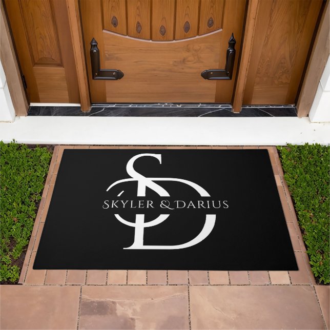 Simple Wedding Monogram Personalized With Name Doormat (Outdoor)