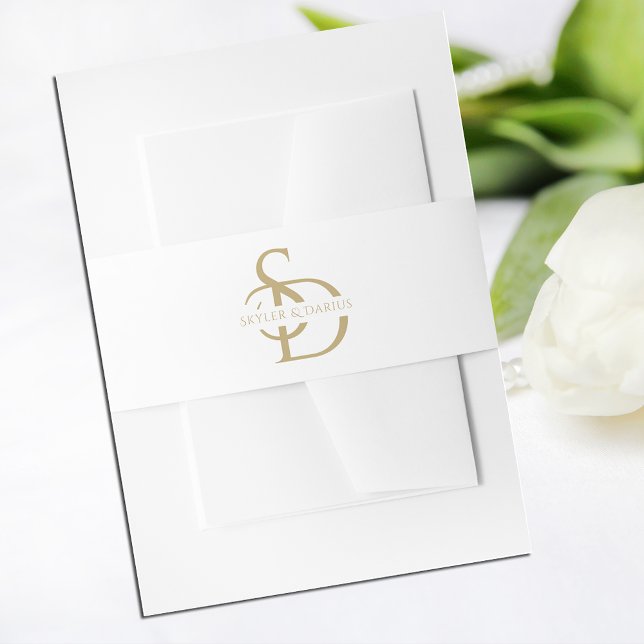 Simple Wedding Monogram Personalized With Name Invitation Belly Band (Creator Uploaded)
