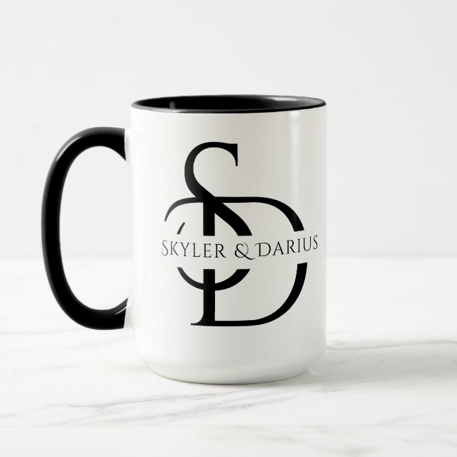 Simple Wedding Monogram Personalized With Name Mug (Left)