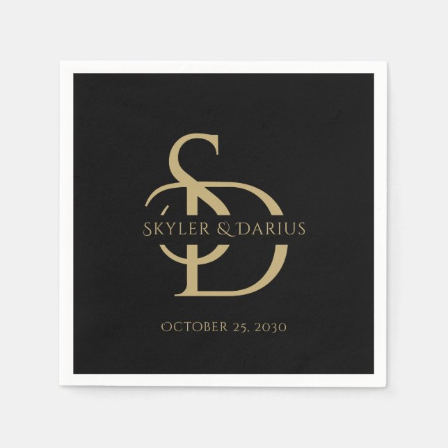 Simple Wedding Monogram Personalized With Name Napkins (Front)
