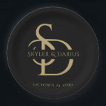 Simple Wedding Monogram Personalized With Name Paper Plates<br><div class="desc">Elevate your celebration with our Simple Wedding Monogram Personalized With Name Paper Plates, designed to add a touch of elegance to any event. Featuring a sophisticated black and gold color scheme, these monogrammed plates are perfect for weddings, anniversaries, rehearsal dinners, or any special occasion where you want to make a...</div>