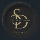 Simple Wedding Monogram Personalized With Name Paper Plates<br><div class="desc">Elevate your celebration with our Simple Wedding Monogram Personalized With Name Paper Plates, designed to add a touch of elegance to any event. Featuring a sophisticated black and gold color scheme, these monogrammed plates are perfect for weddings, anniversaries, rehearsal dinners, or any special occasion where you want to make a...</div>