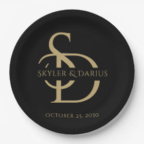 Simple Wedding Monogram Personalized With Name Paper Plates