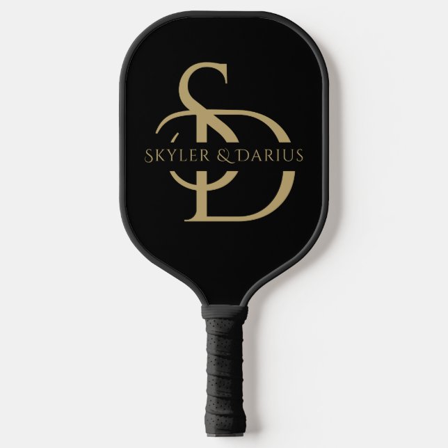 Simple Wedding Monogram Personalized With Name Pickleball Paddle (Front)