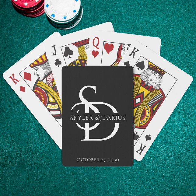 Simple Wedding Monogram Personalized With Name Poker Cards (Creator Uploaded)