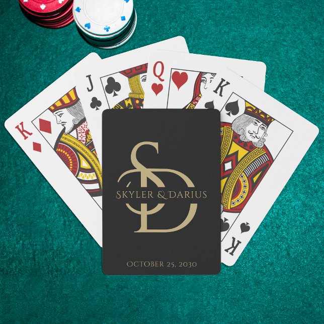 Simple Wedding Monogram Personalized With Name Poker Cards (Creator Uploaded)