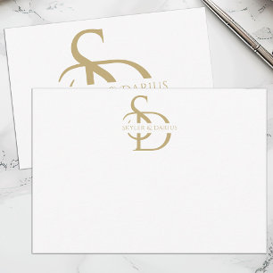 Simple Wedding Monogram Personalized With Name Thank You Card