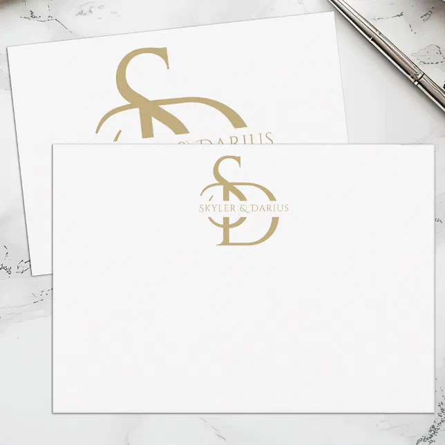 Simple Wedding Monogram Personalized With Name Thank You Card | Zazzle