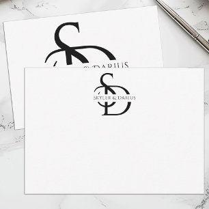 Simple Wedding Monogram Personalized With Name Thank You Card