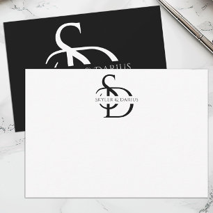 Simple Wedding Monogram Personalized With Name Thank You Card