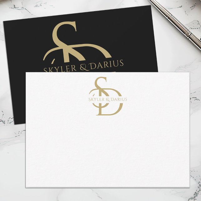 Simple Wedding Monogram Personalized With Name Thank You Card (Creator Uploaded)