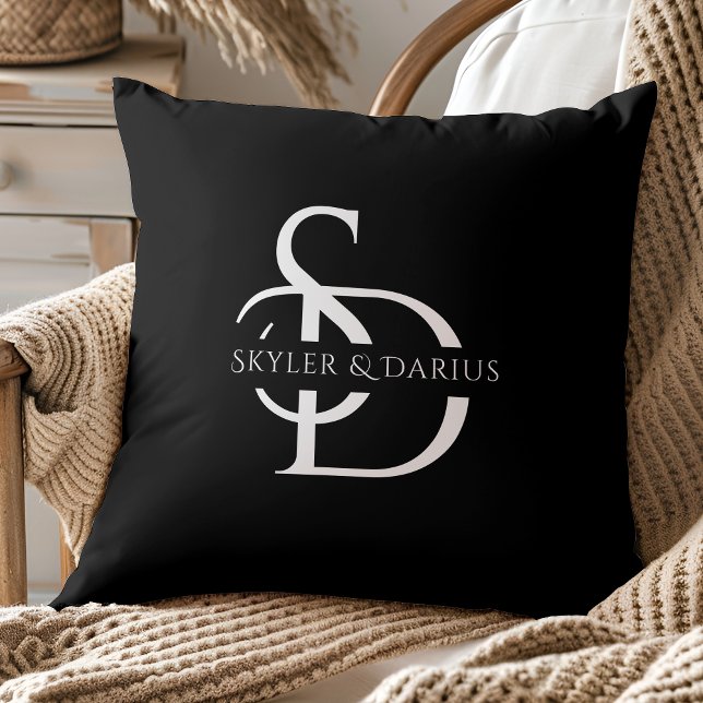 Simple Wedding Monogram Personalized With Name Throw Pillow (Creator Uploaded)