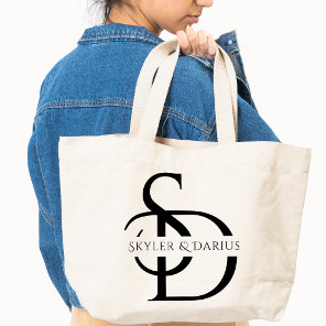 Simple Wedding Monogram Personalized With Name Tote Bag