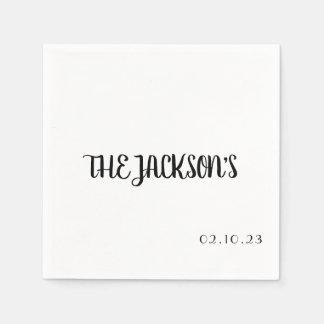 Simple Wedding Napkin With Couples Last Name