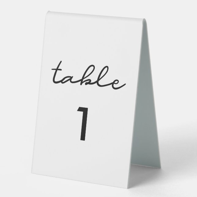 Simple wedding number table tent (Front)