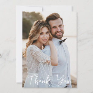 Simple Wedding Photo Add Your Greeting Thank You Card