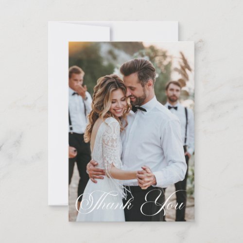 Simple Wedding Photo Add Your Greeting  Thank You Card