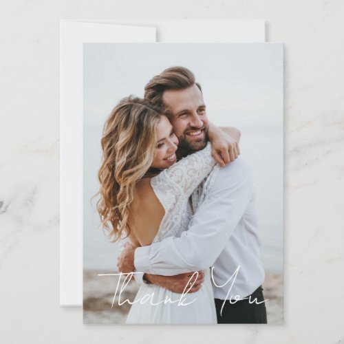 Simple Wedding Photo Add Your Greeting Thank You  Card