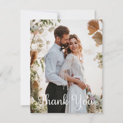 Simple Wedding Photo Add Your Greeting Thank You  Card