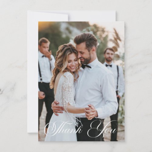 Simple Wedding Photo Add Your Greeting Thank You Card