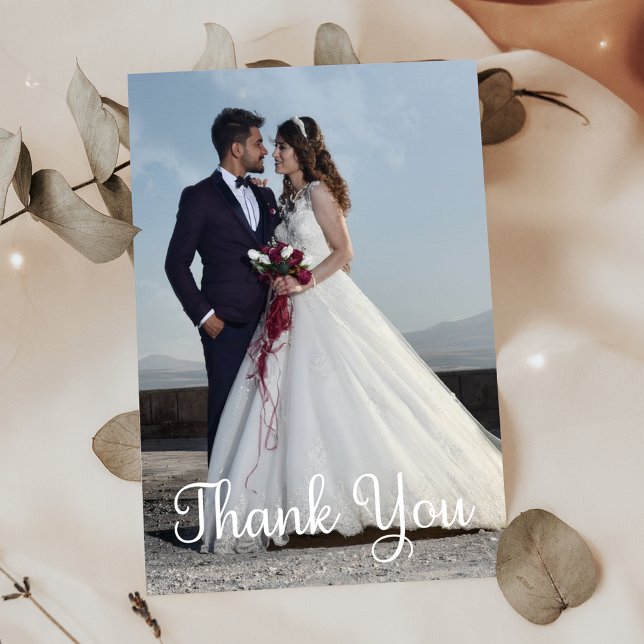Simple Wedding Photo Add Your Greeting  Thank You Card (Wedding Photo Add Your Own Greeting Thank You Card)