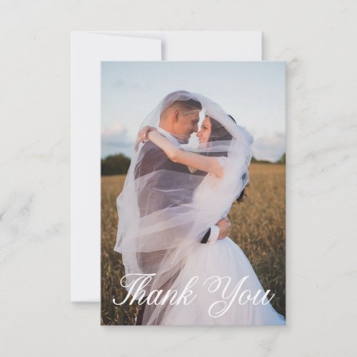 Simple Wedding Photo Add Your Greeting Thank You Card