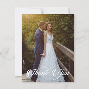 Simple Wedding Photo Add Your Greeting Thank You Card