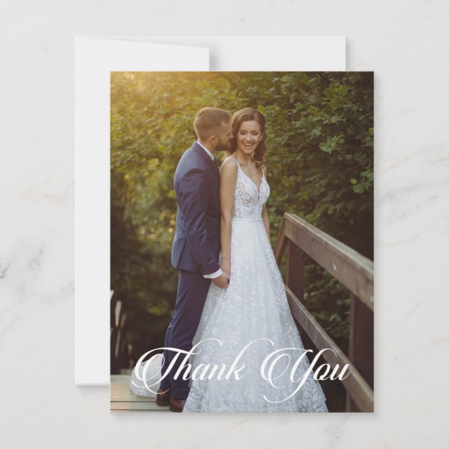 Simple Wedding Photo Add Your Greeting  Thank You Card (Front)