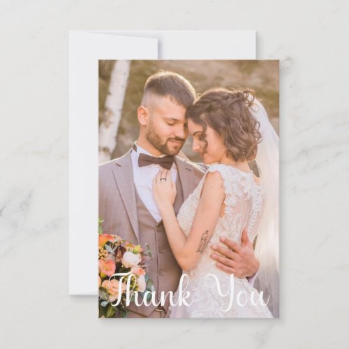 Simple Wedding Photo Add Your Greeting Thank You Note Card