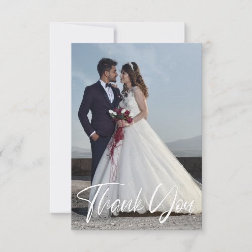 Simple Wedding Photo Add Your Greeting Thank You  Note Card