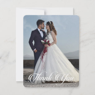 Simple Wedding Photo Add Your Greeting Thank You Note Card