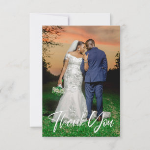 Simple Wedding Photo Add Your Greeting Thank You Note Card