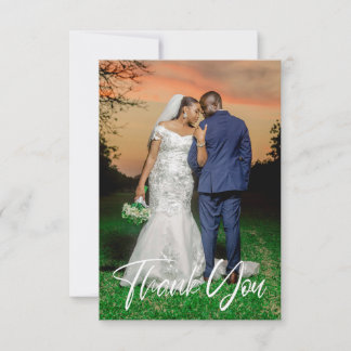 Simple Wedding Photo Add Your Greeting Thank You  Note Card