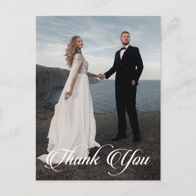Simple Wedding Photo Add Your Greeting Thank You Postcard (Front)