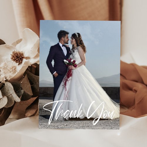 Simple Wedding Photo Add Your Greeting Thank You Postcard