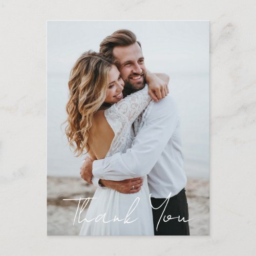 Simple Wedding Photo Add Your Greeting Thank You Postcard